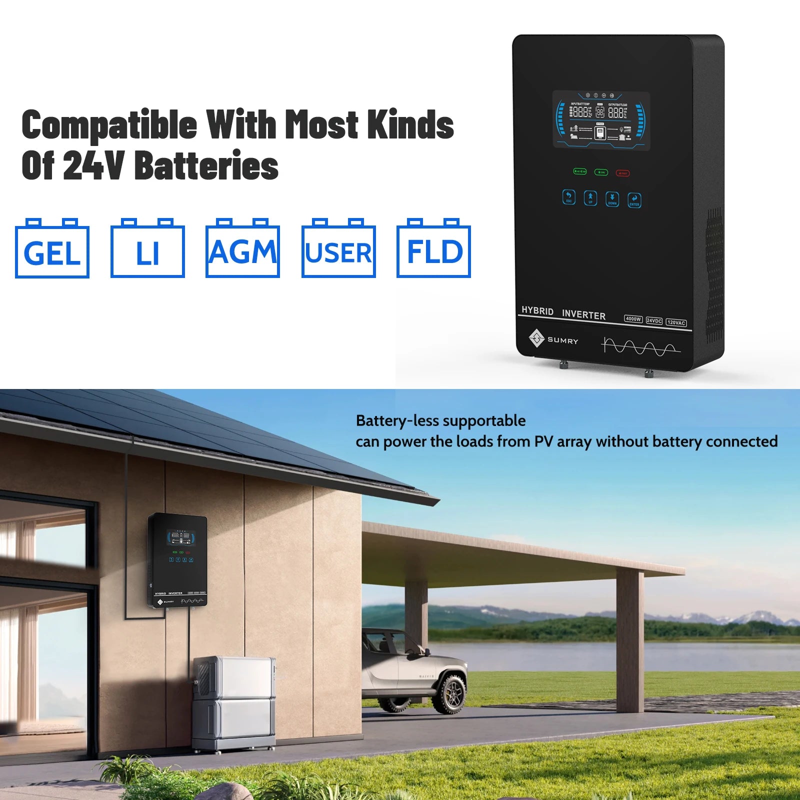 Sumry 4000W Off Grid Hybrid Inverter 24V