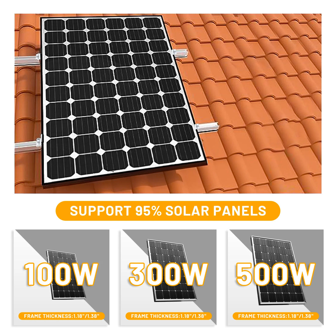 Solar Panel Roof Hook Mounting Rail Set
