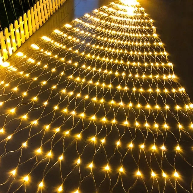 Solar LED Christmas Net Fairy Curtain Lights