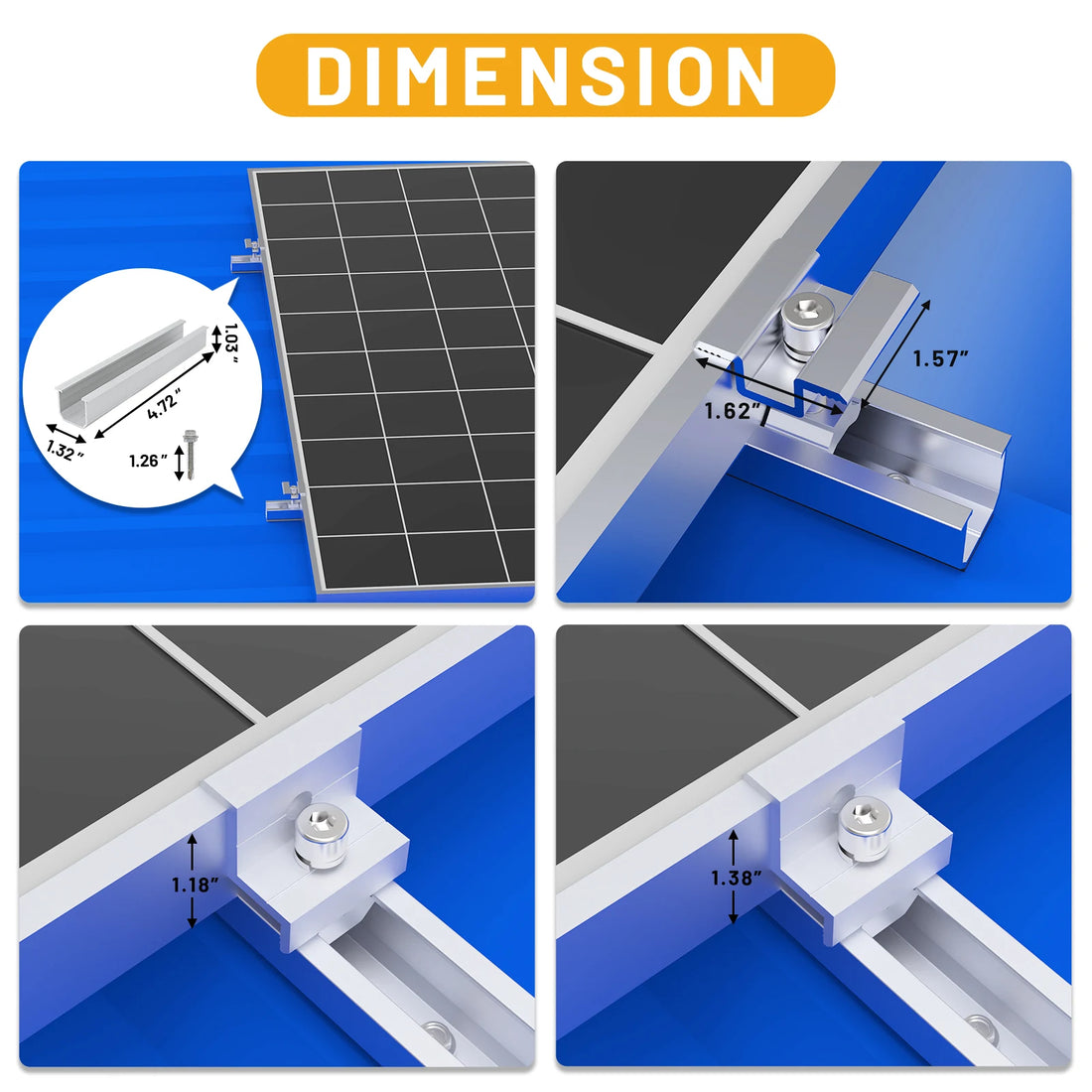 Solar Panel Mounting Bracket Kit 6/10 Pcs