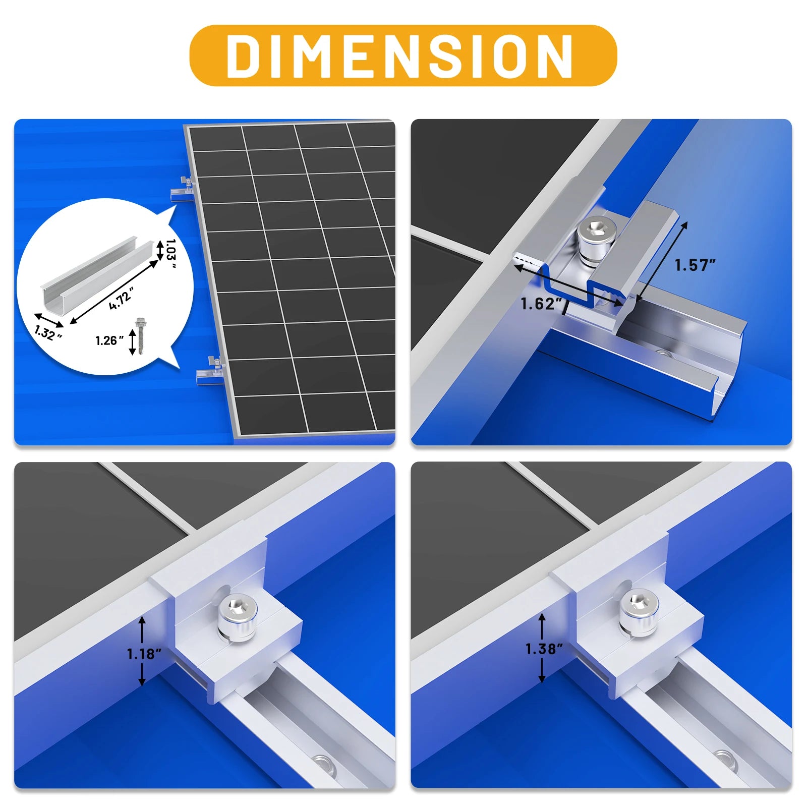 Solar Panel Mounting Bracket Kit 6/10 Pcs