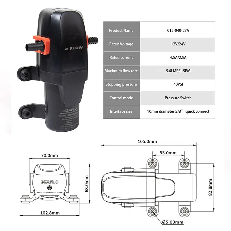 40PSI 12V Marine Diaphragm Water Pump