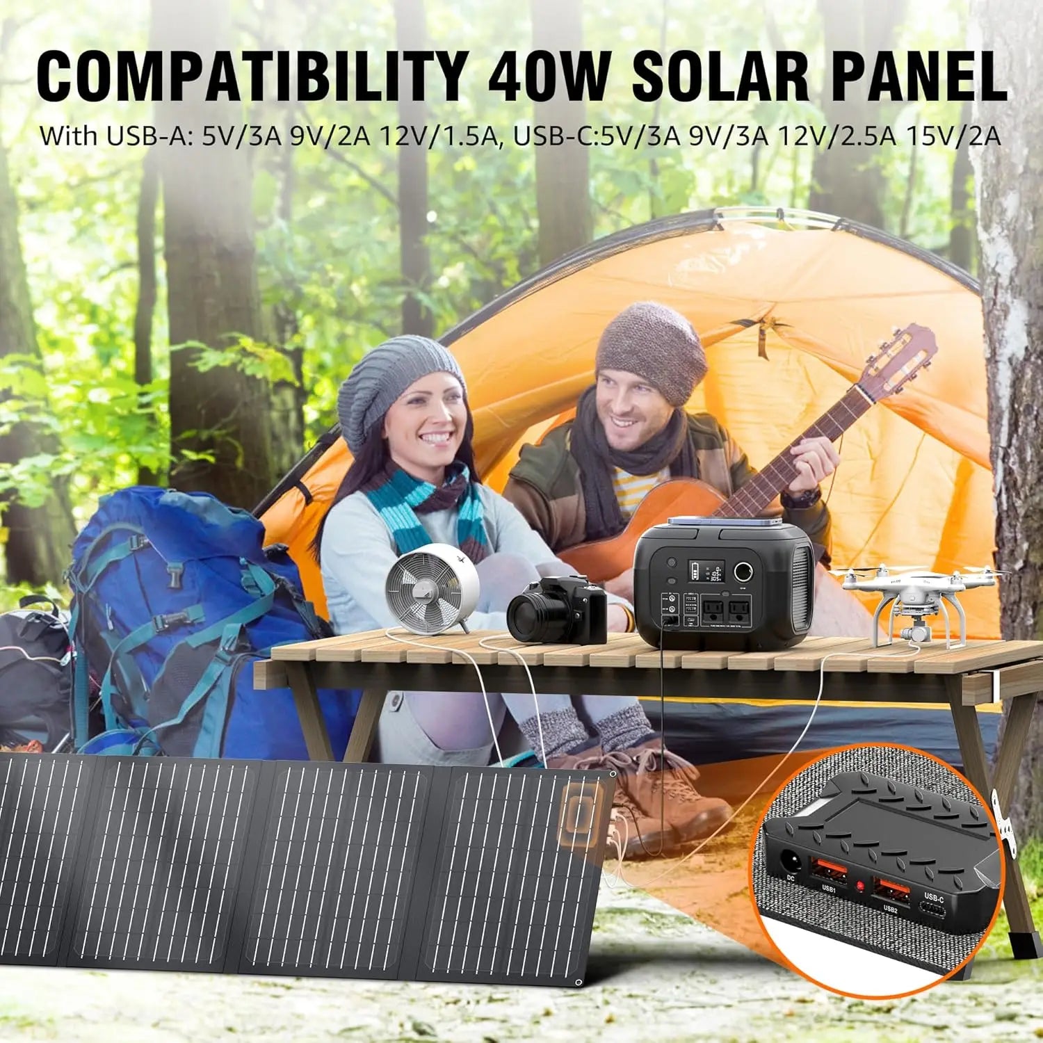 300W 260Wh Portable Solar Generator with Panels