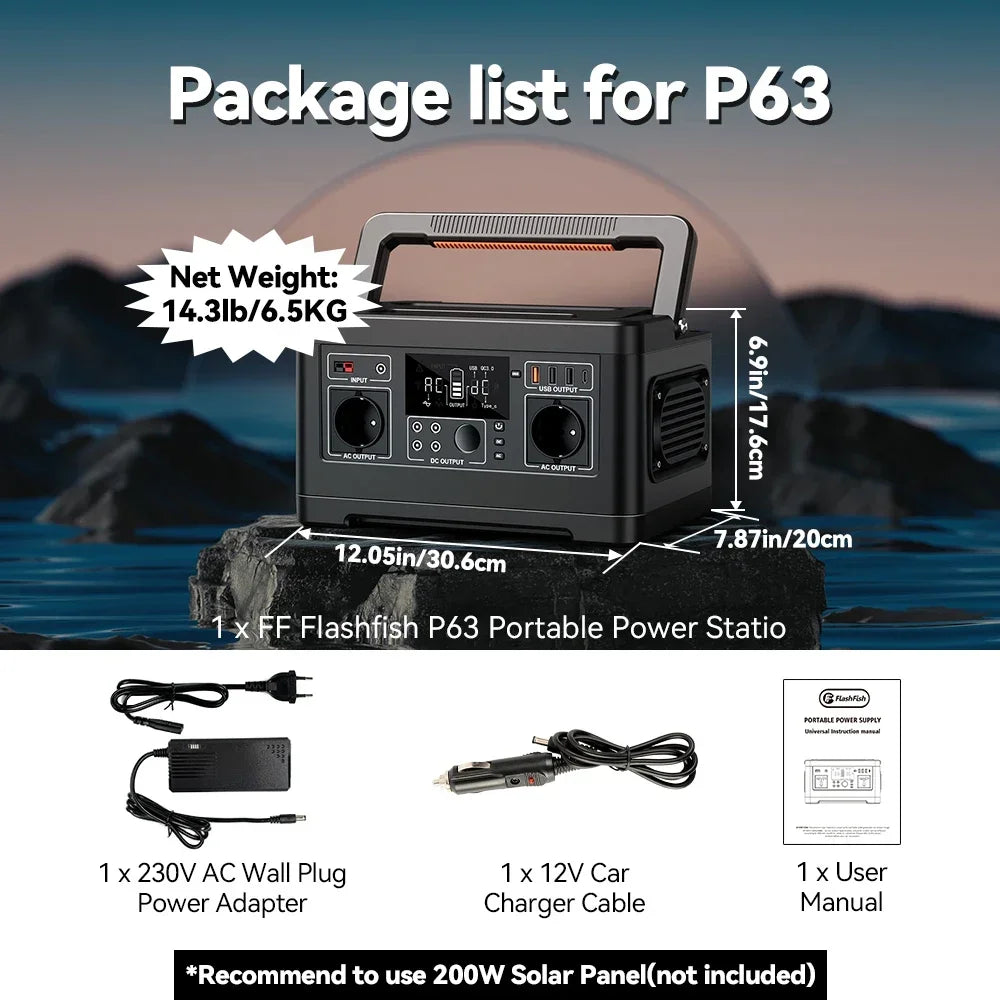 60W–500W Portable Power Bank Generator AC