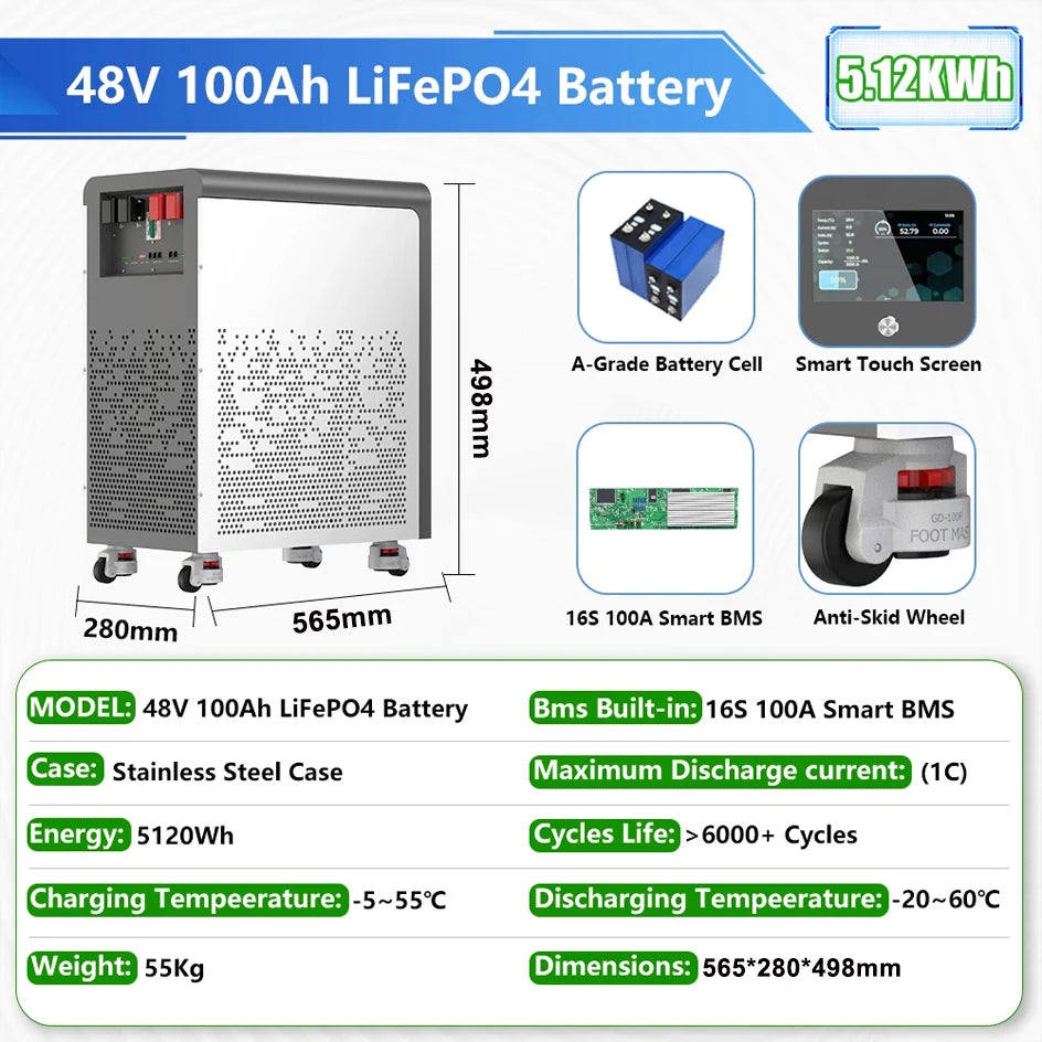 48V 600Ah LiFePO4 Solar Battery Pack