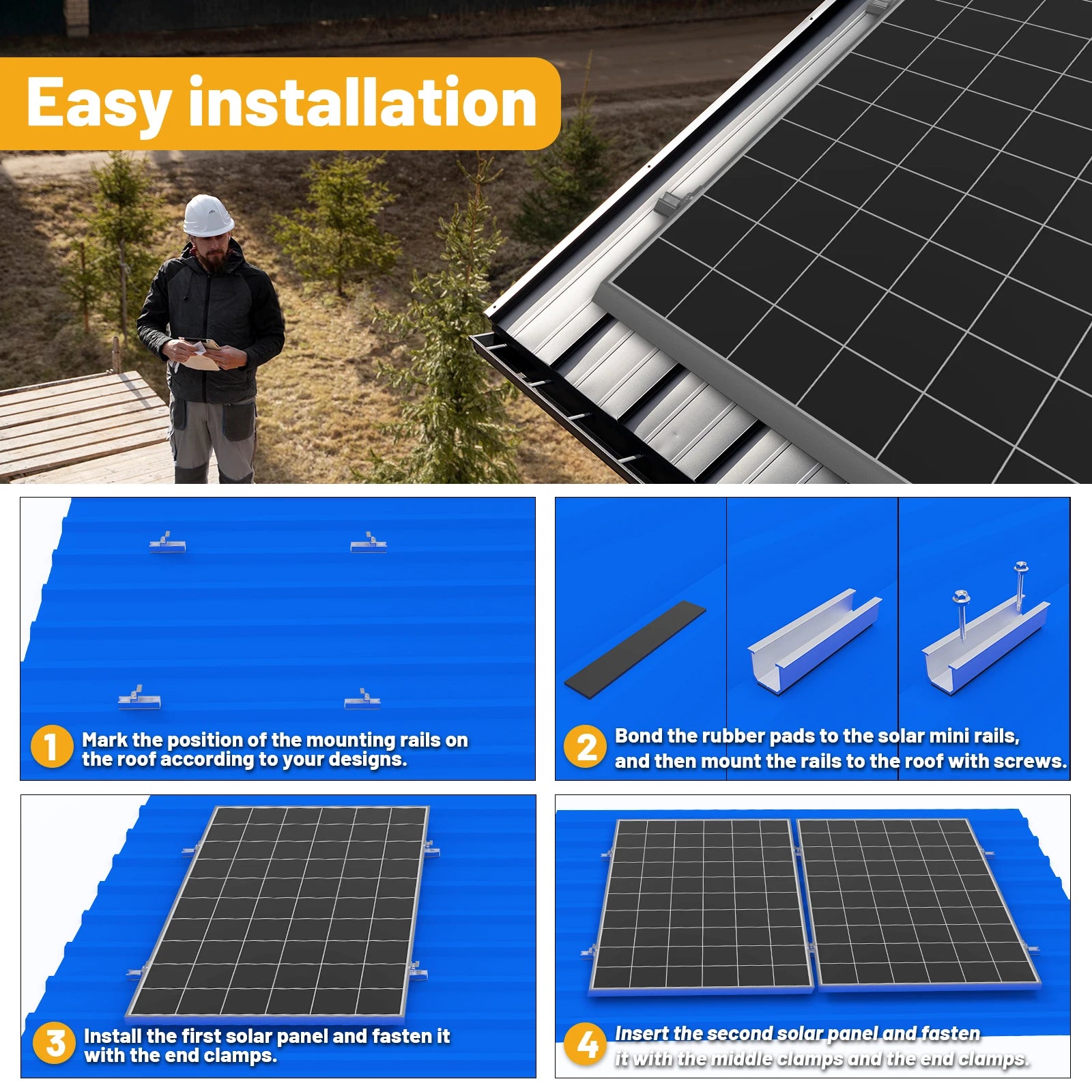 Solar Panel Mounting Bracket Kit 6/10 Pcs