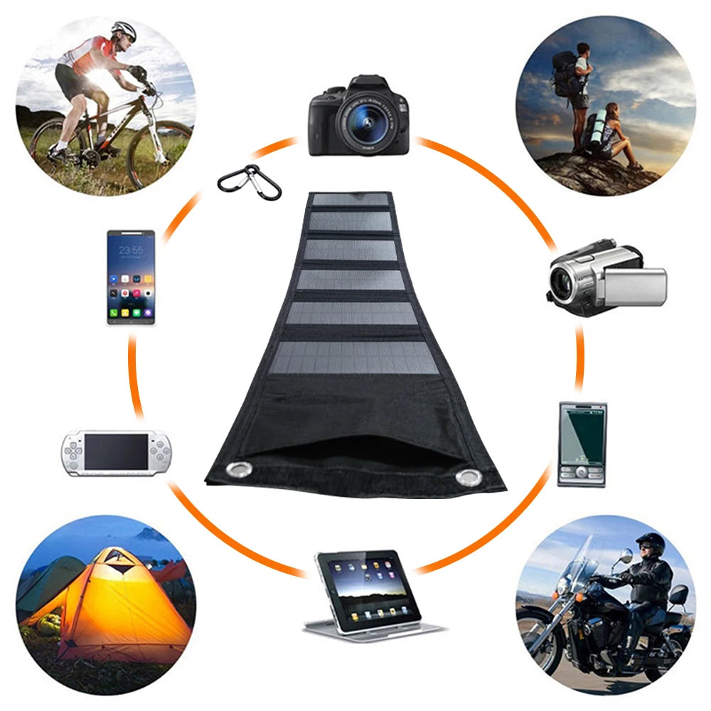 60W Portable Polysilicon Foldable Solar Panel USB