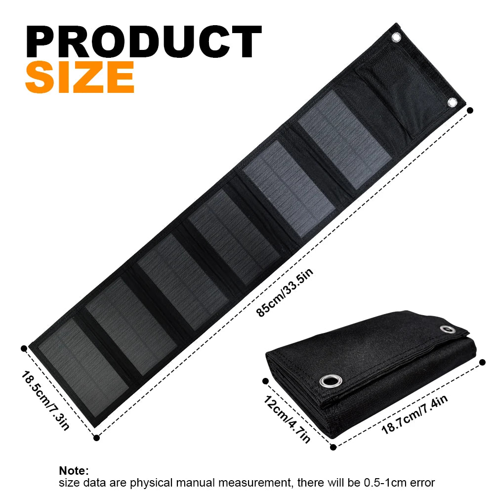 60W Portable Polysilicon Foldable Solar Panel USB