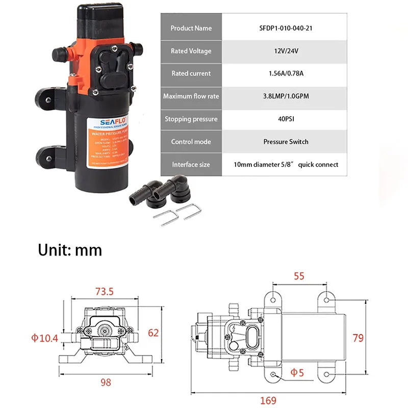 40PSI 12V Marine Diaphragm Water Pump