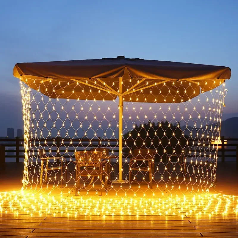 Solar LED Christmas Net Fairy Curtain Lights