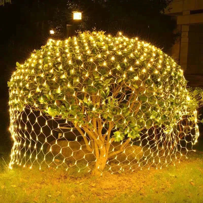 Solar LED Christmas Net Fairy Curtain Lights