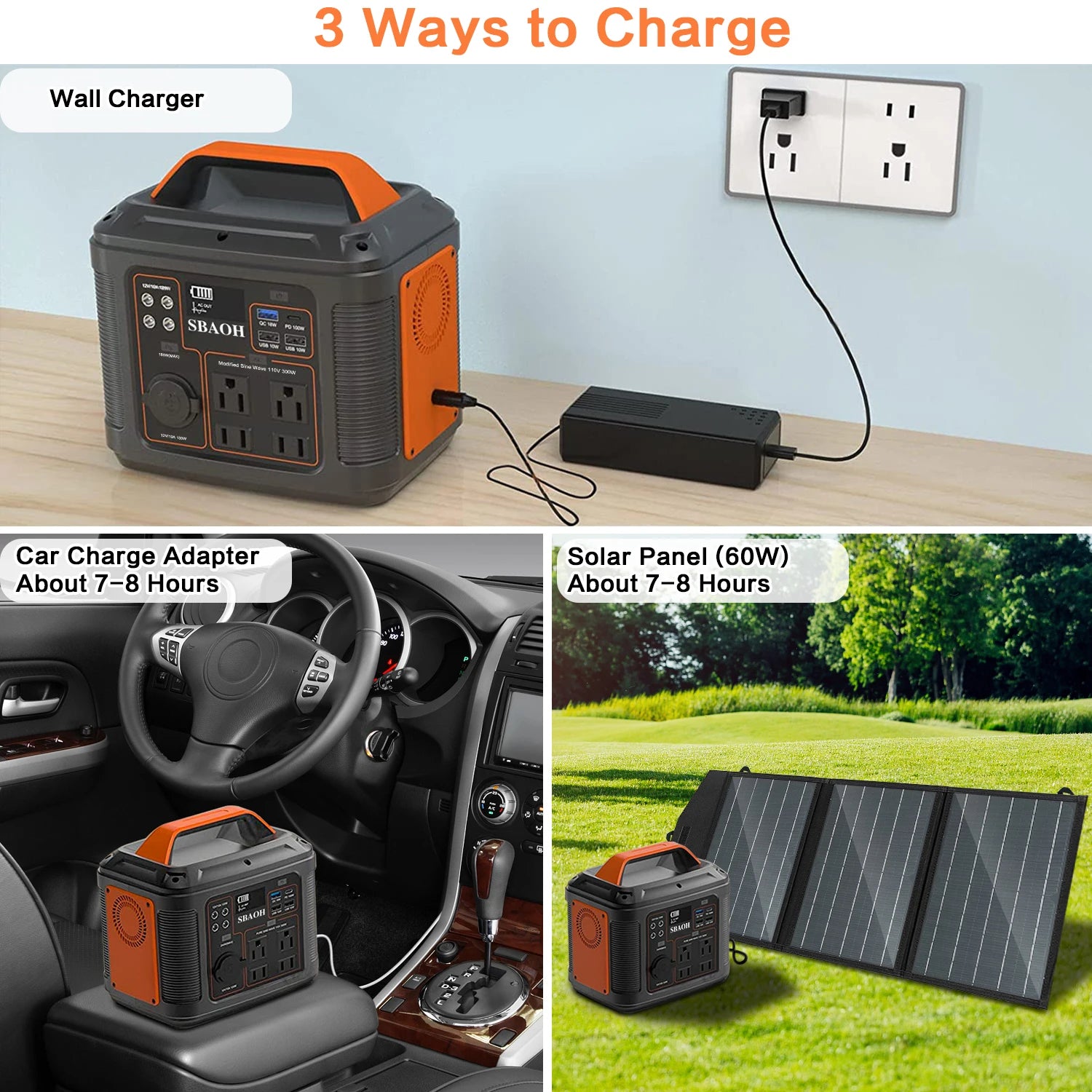 300W 296Wh Portable Solar Generator with AC/DC