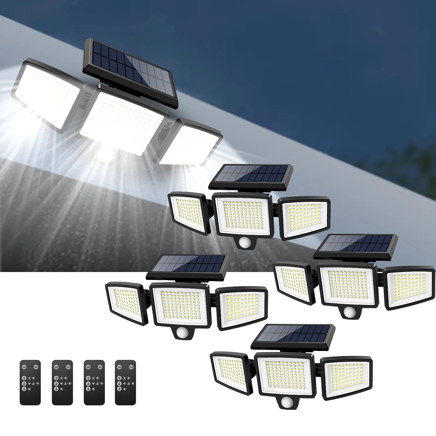 Three-Head Outdoor Solar Motion Sensor Light
