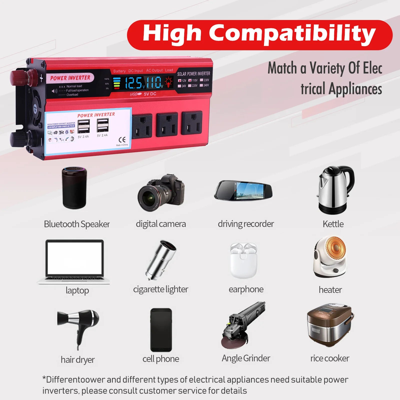 5000W Car Power Inverter with LCD