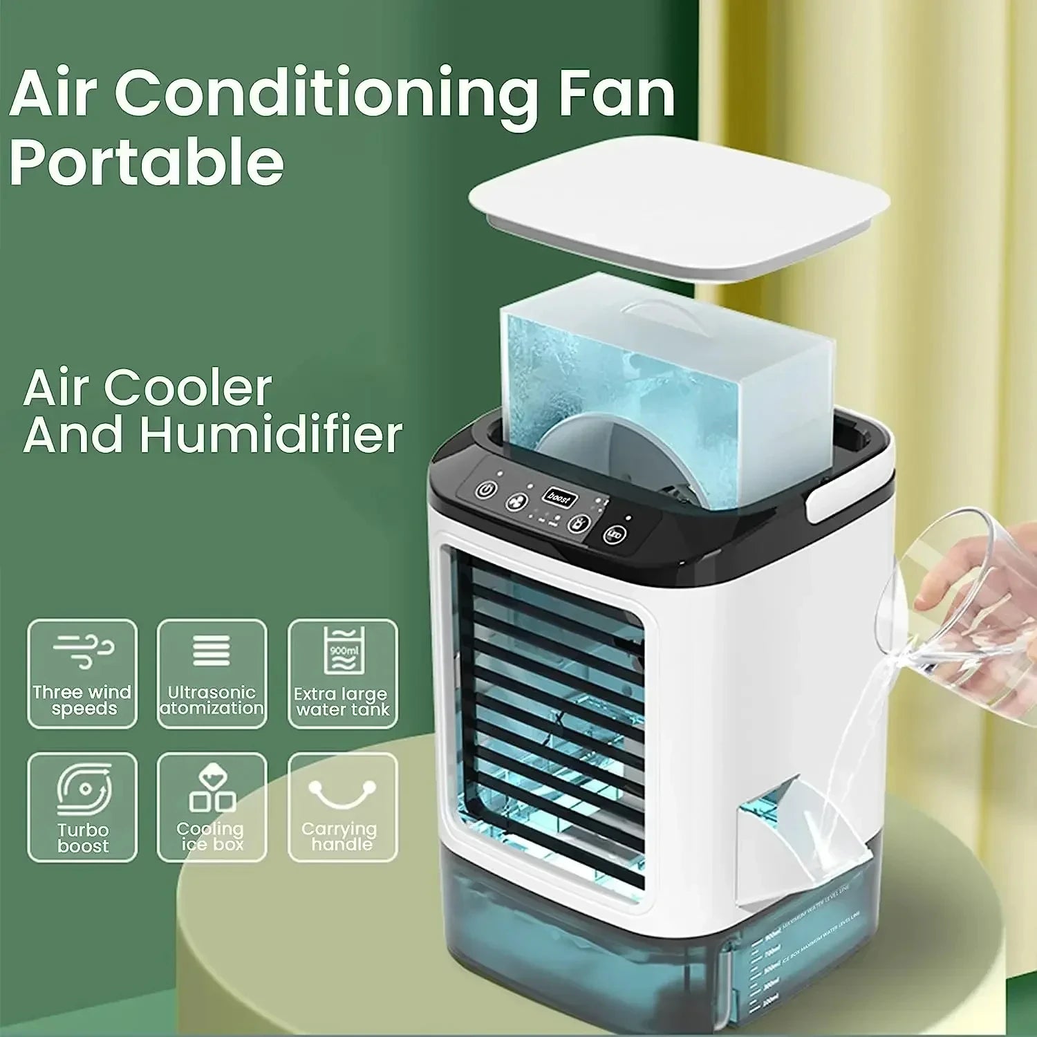 Dual Spray Ultrasonic Portable Air Cooler Fan