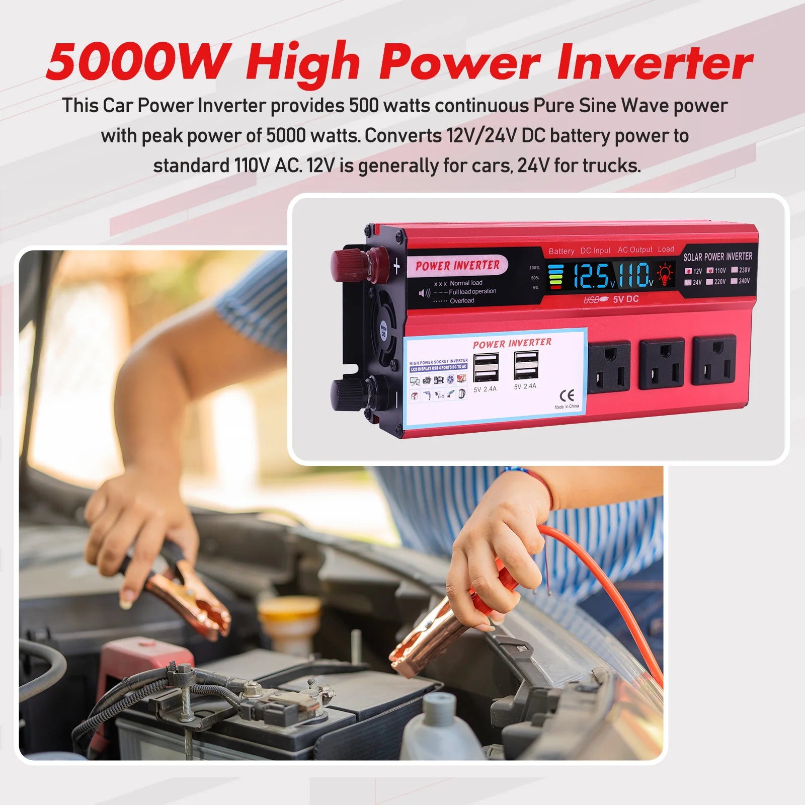 5000W Car Power Inverter with LCD