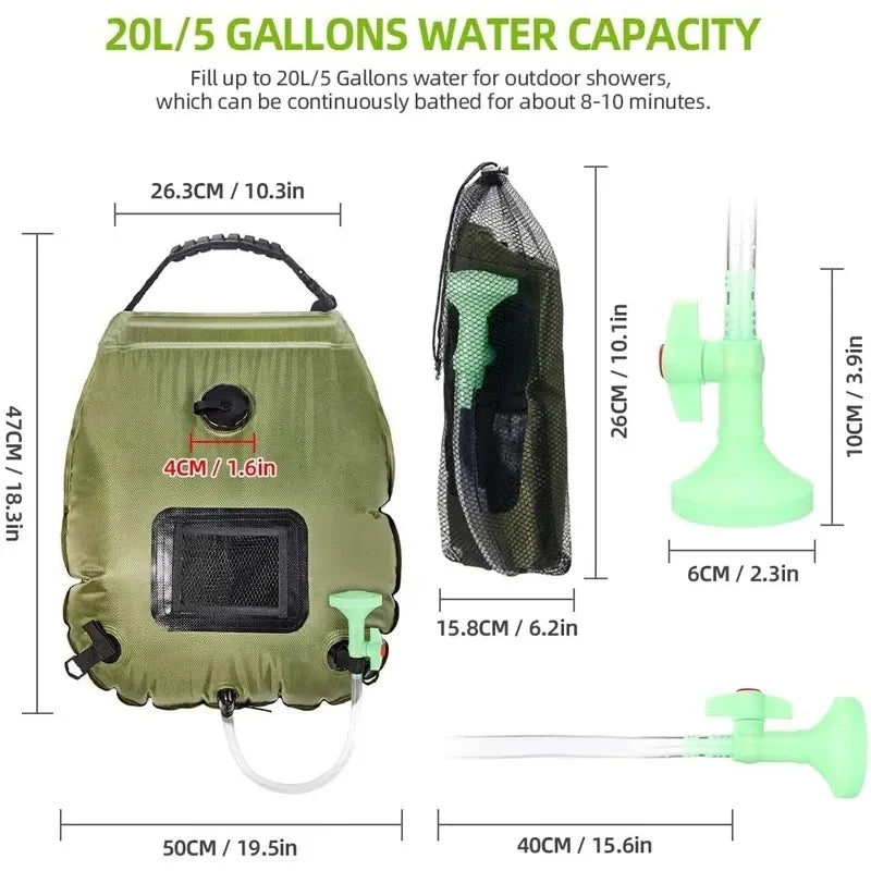 20L Outdoor Solar Camping Shower Bag