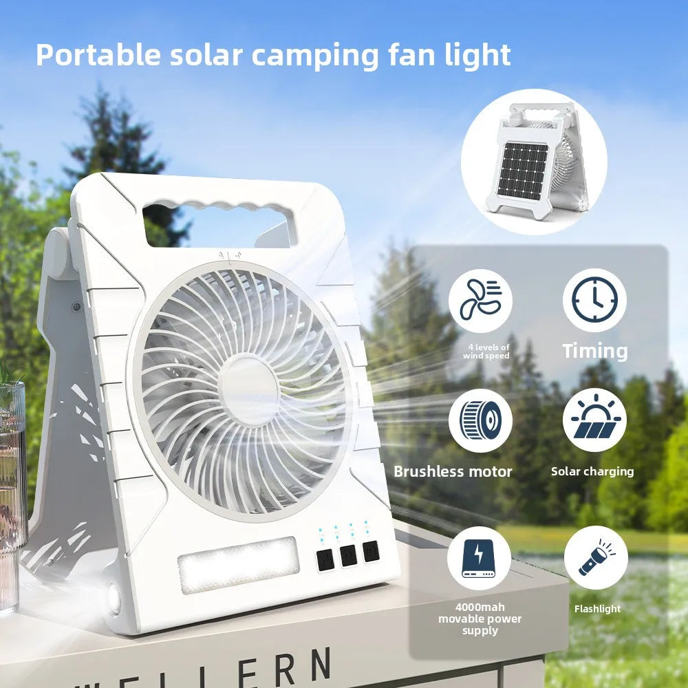 Portable Camping Solar Fan with Light