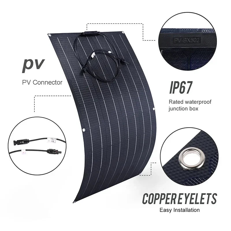 300W/600W Flexible Monocrystalline Solar Panel Kit 18V