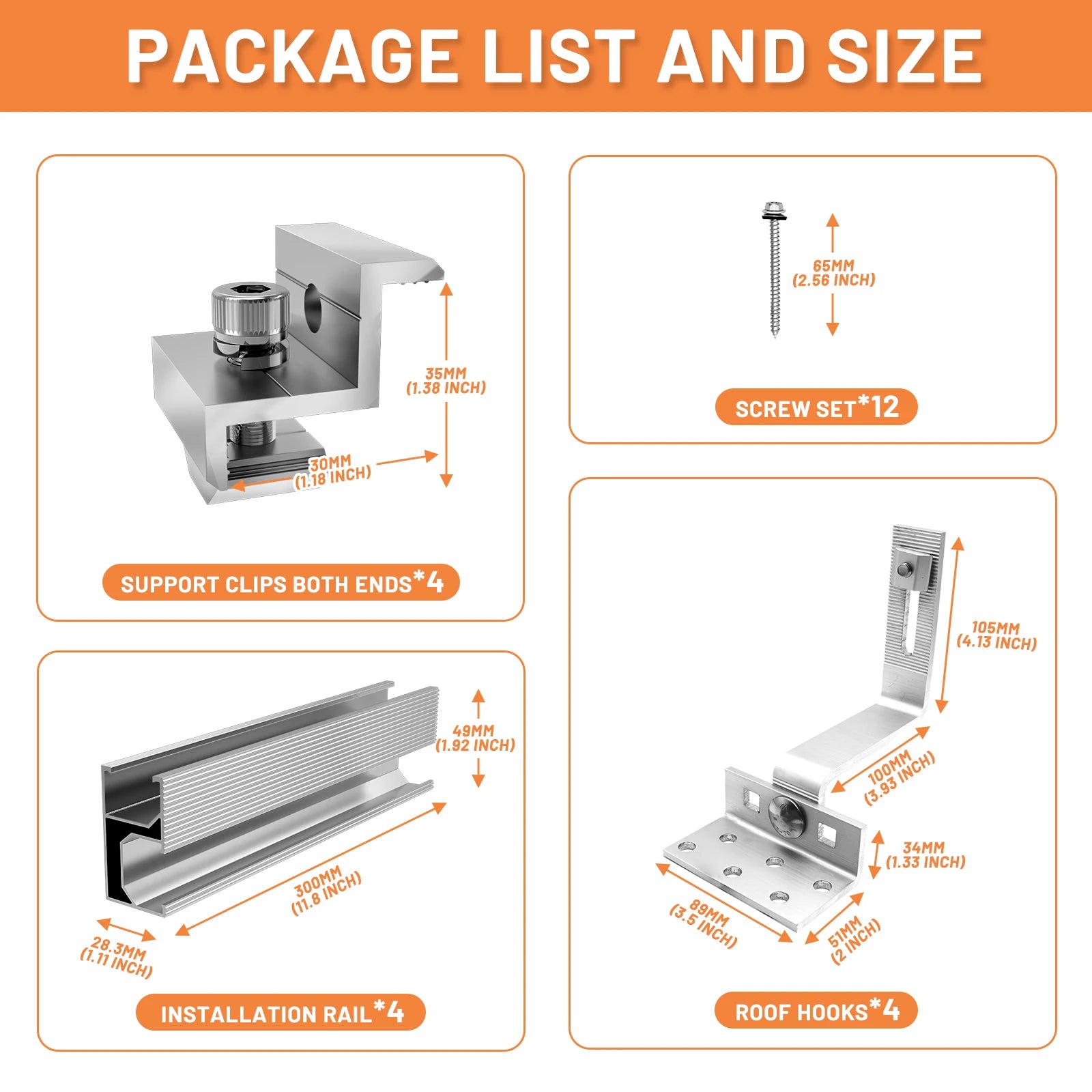 CP-SETUNO Solar Panel Mounting Rail Set