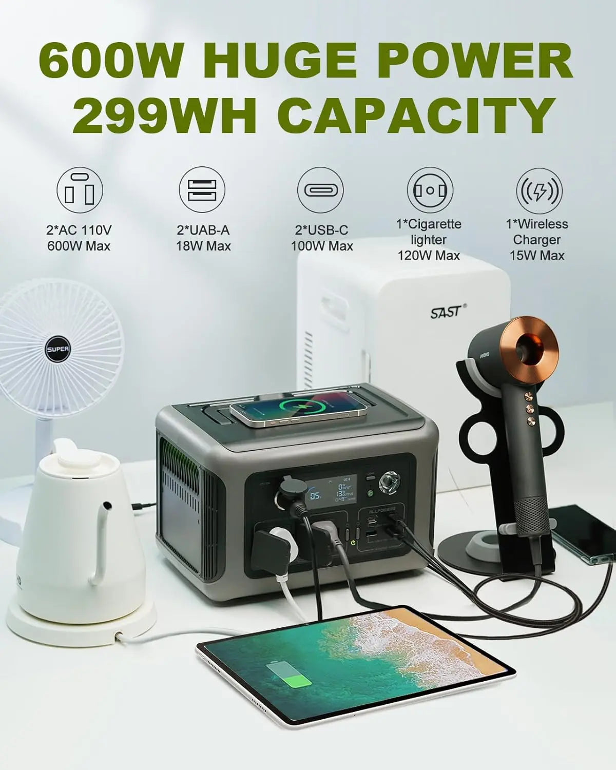 ALLPOWERS R600 299Wh Dual 600W AC Power Station