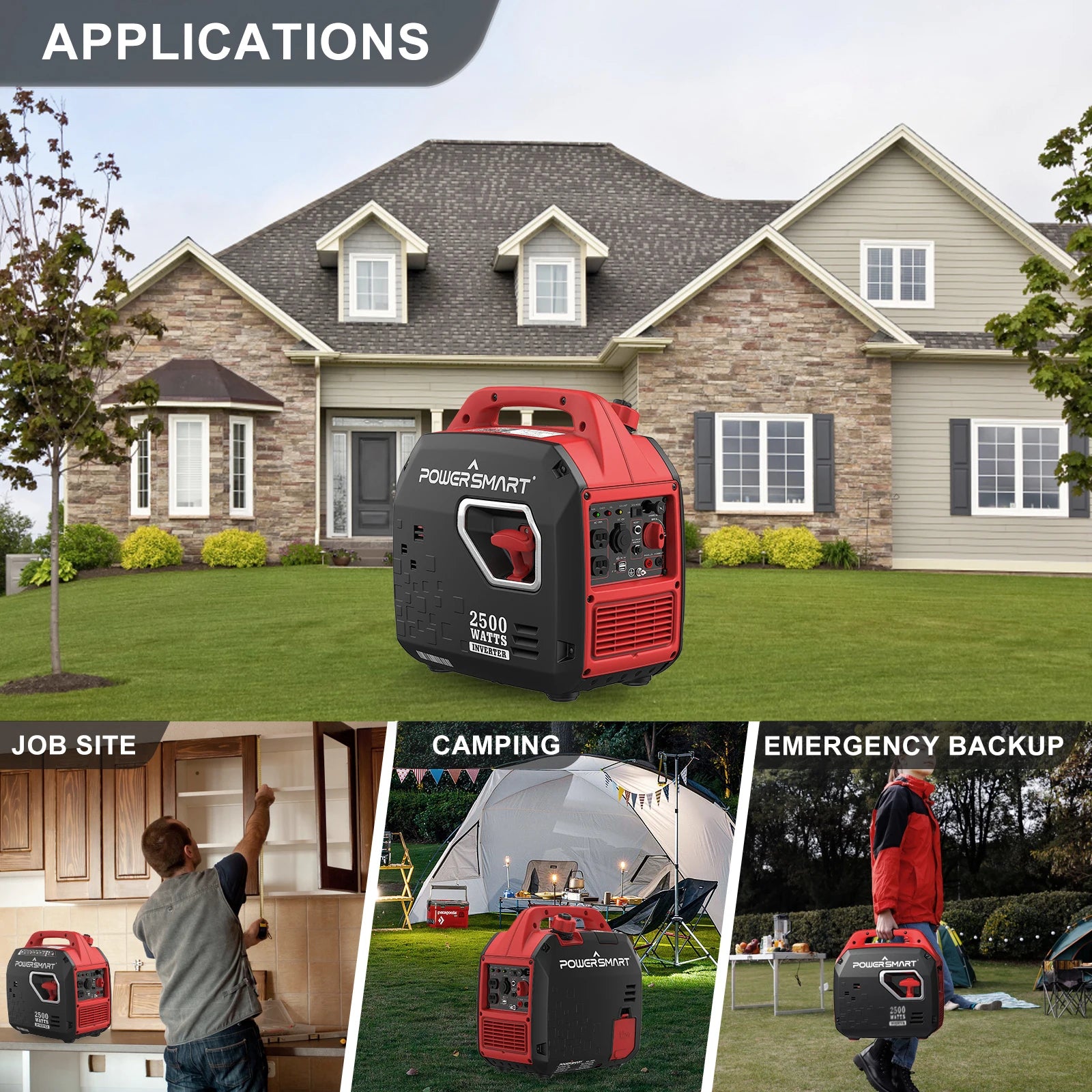 PowerSmart 2500W Portable Inverter Generator Quiet