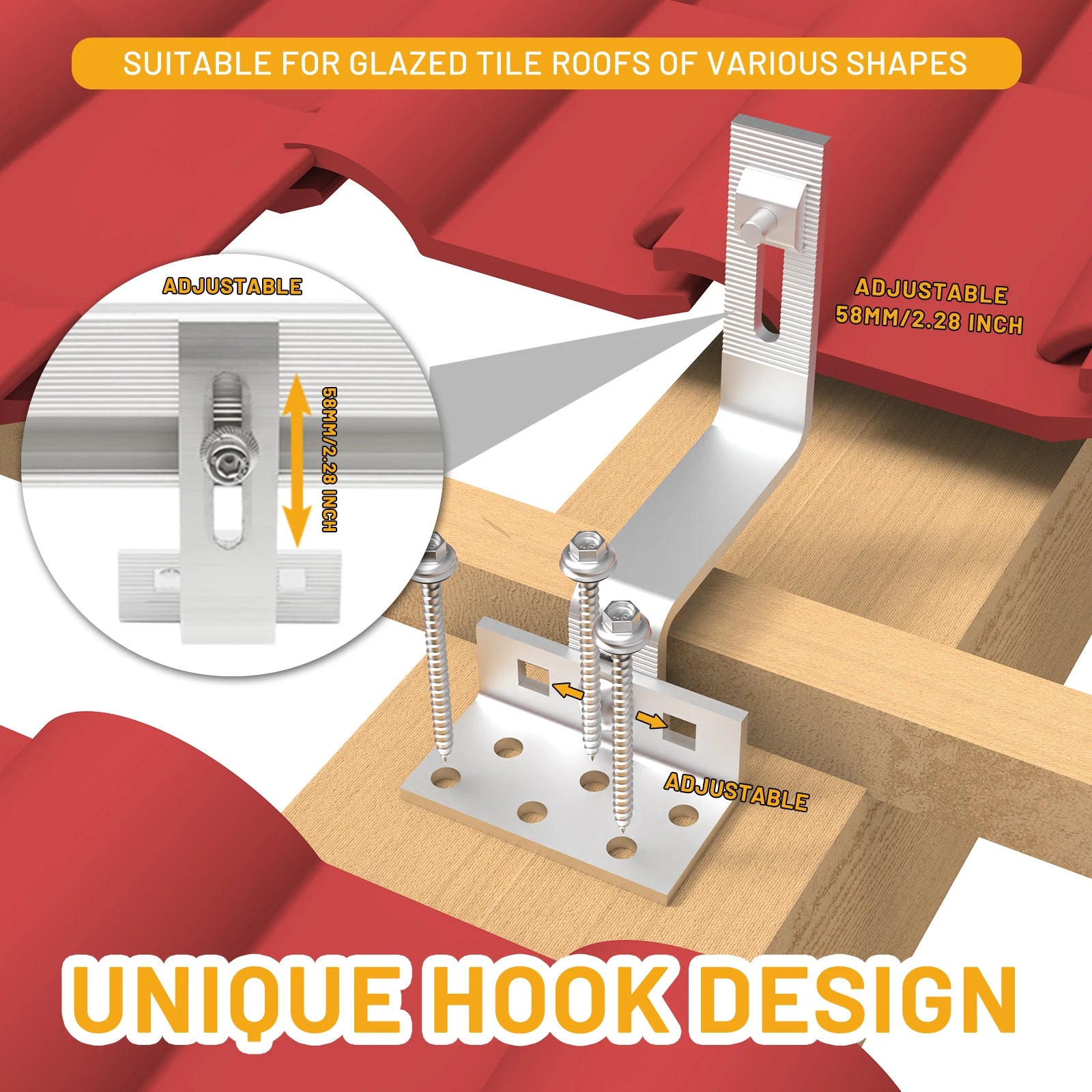 Solar Panel Roof Hook Mounting Rail Set