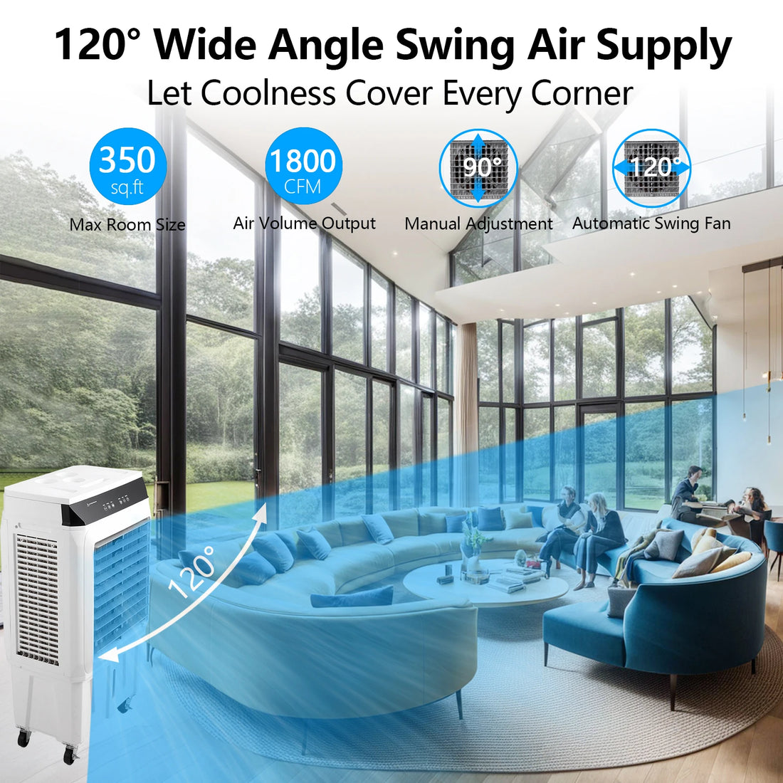 Evaporative Air Cooler 1800CFM with Remote