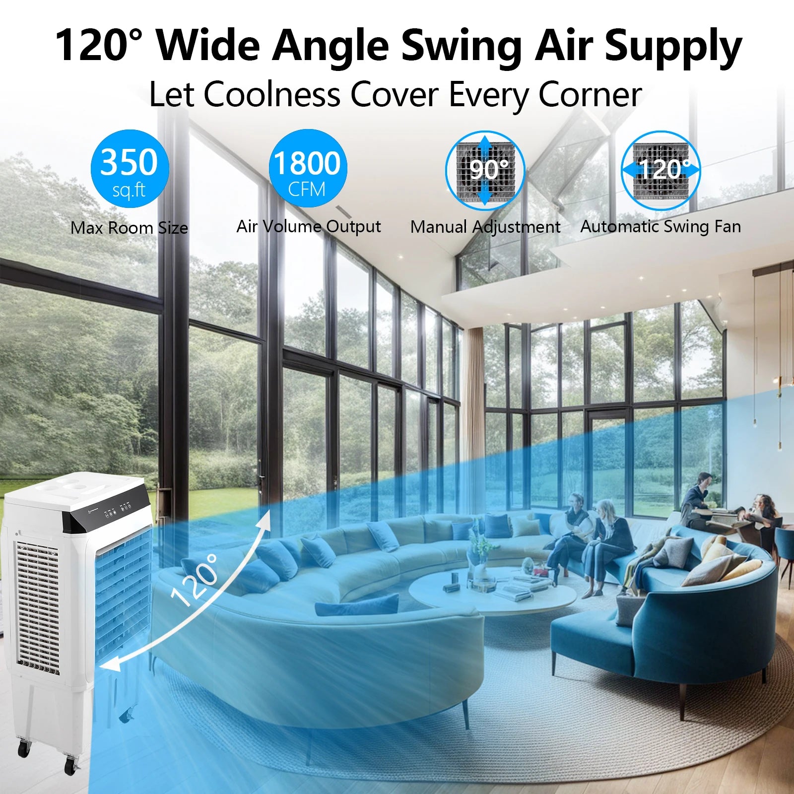 Evaporative Air Cooler 1800CFM with Remote