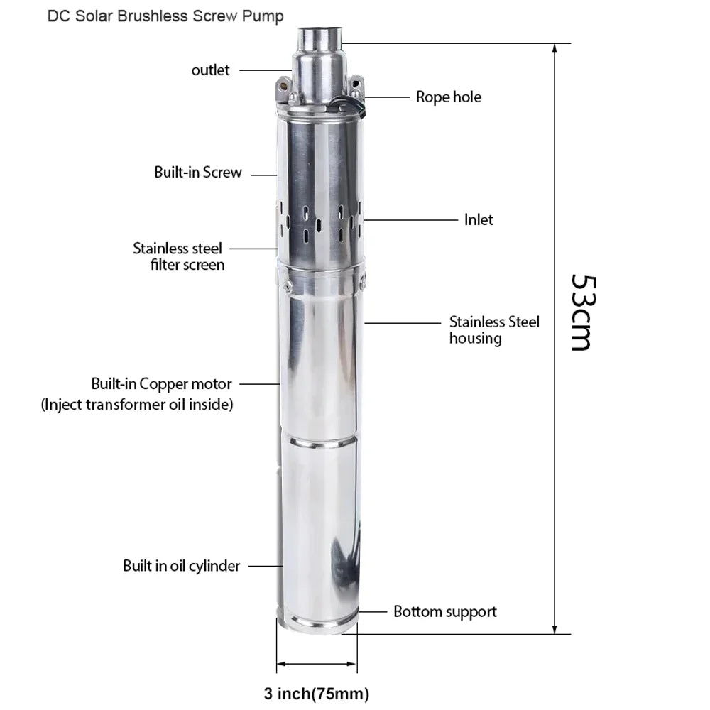 1HP 48V Solar DC Submersible Pump