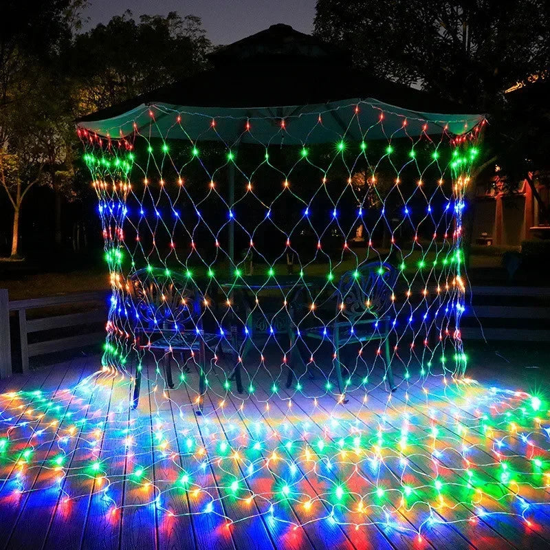 Solar LED Christmas Net Fairy Curtain Lights