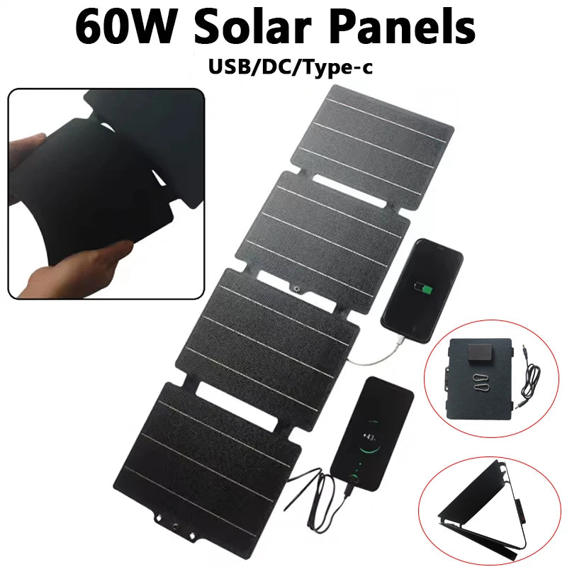 60W Foldable IPX6 Waterproof Portable Solar Charger