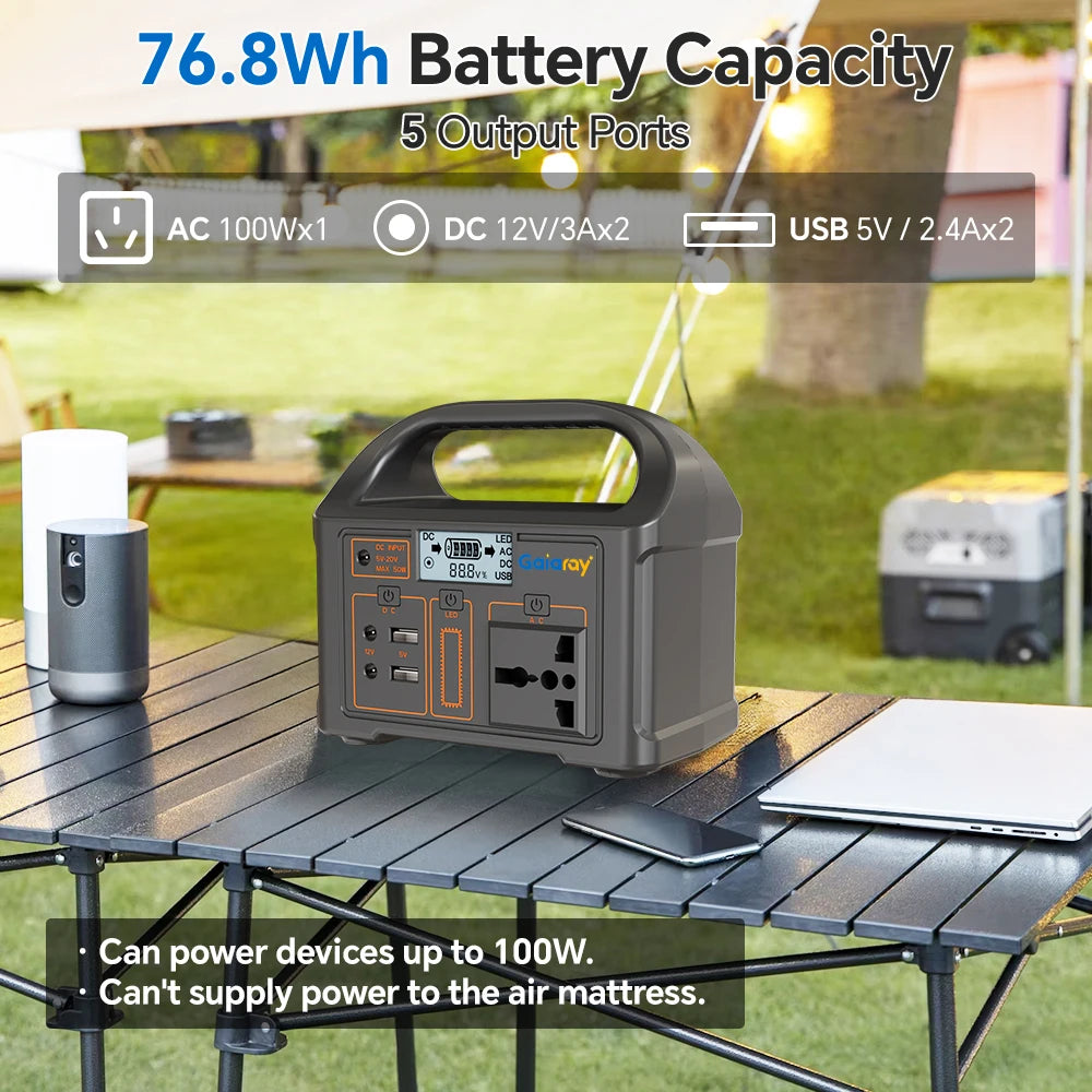 Gaiaray 100W 76.8Wh Portable Solar Generator