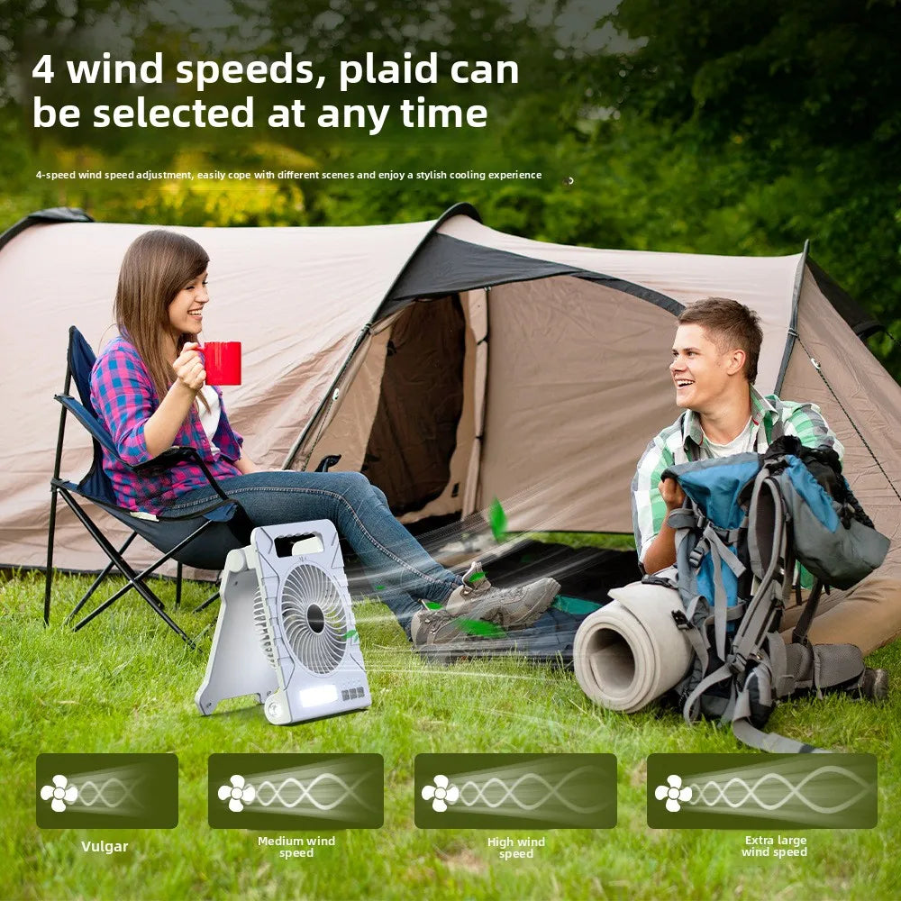 Portable Camping Solar Fan with Light