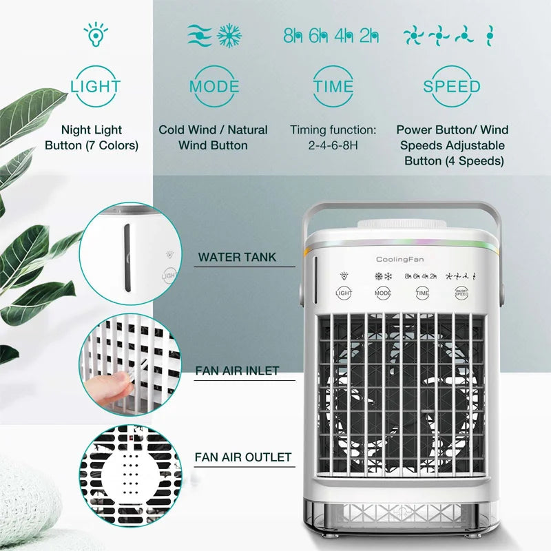 Mini USB Air Cooler Spray Humidifier Fan