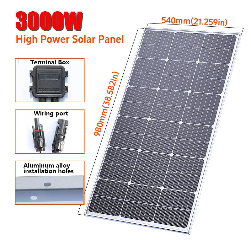 3000W-1000W High Efficiency Rigid Solar Panel