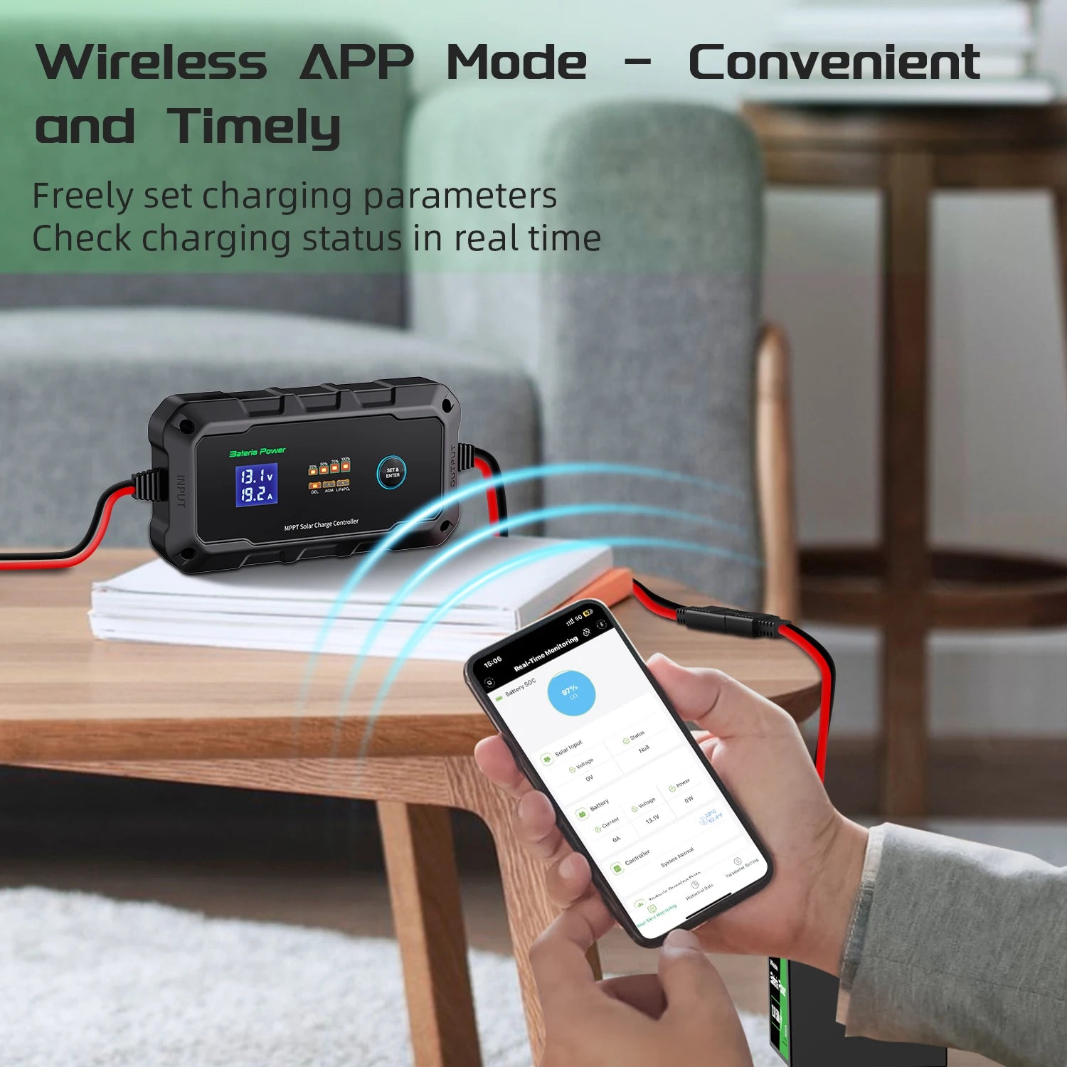 20A MPPT Wireless Solar Charge Controller with APP