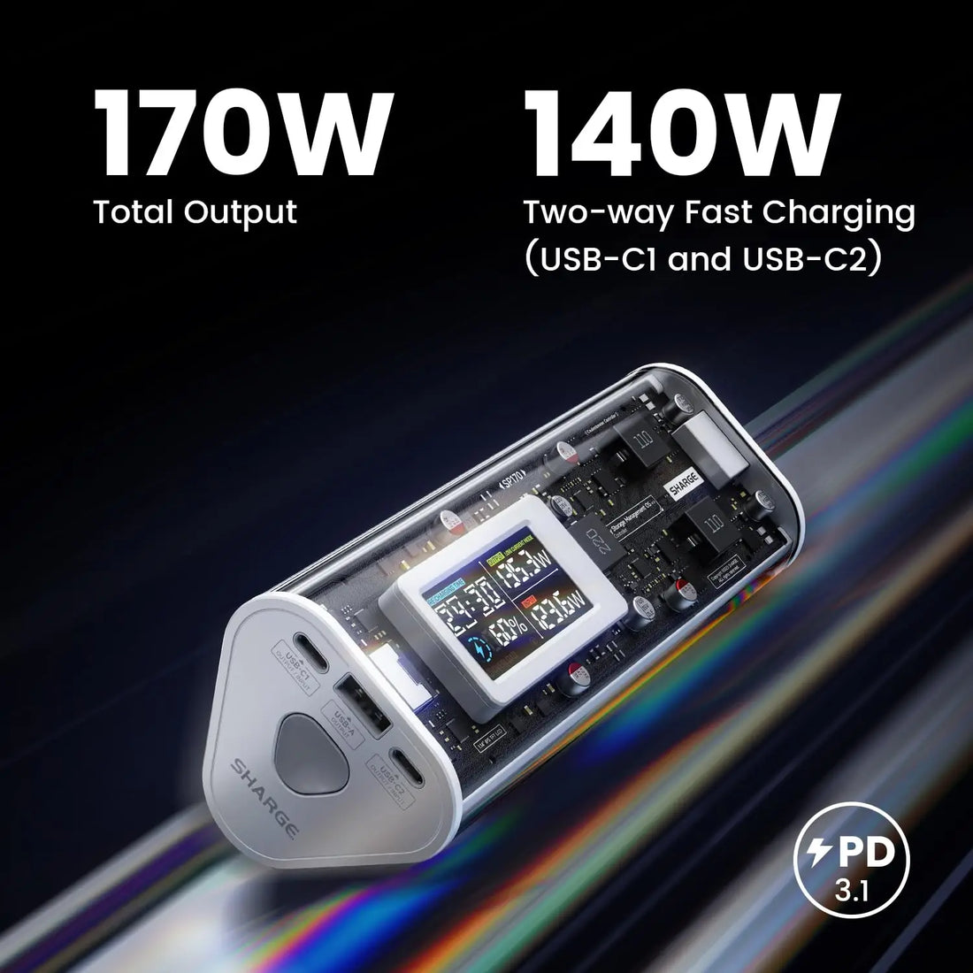 SHARGE 24000mAh 170W Fast Charge Power Bank